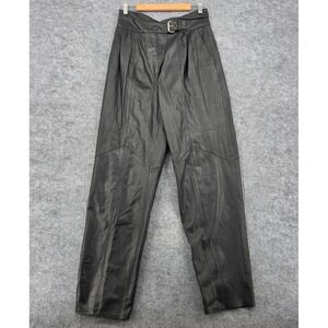 Cayenne Vintage Black Leather High Waisted Tapered Belted Pants Size 12 RN 75247